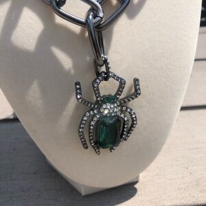 Betsey Johnson Green Spider Pendant Necklace NWT